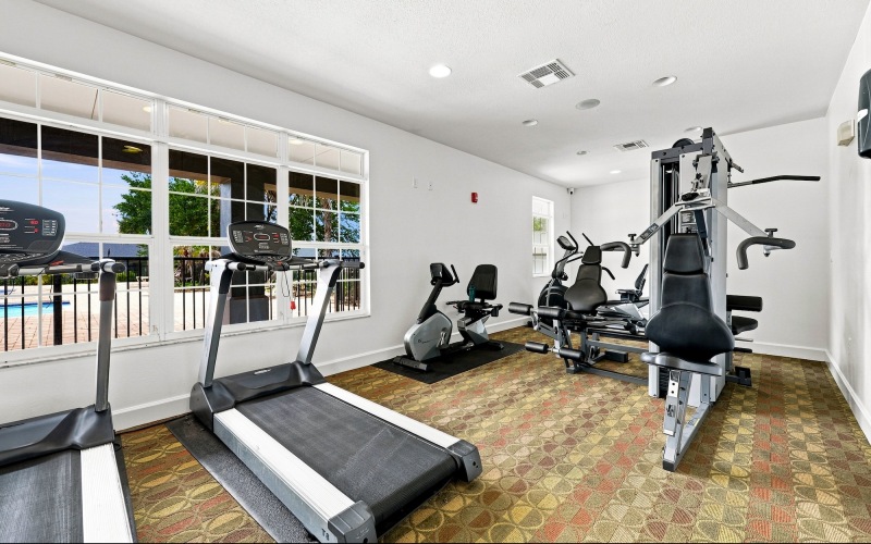 a gym with exercise equipment